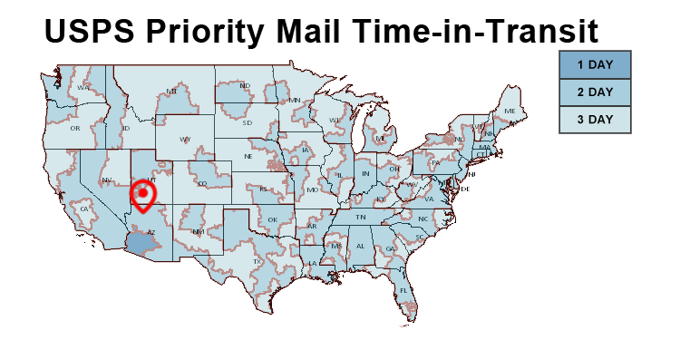 USPS Mail Transit Time Map