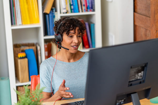 USB Wired Single Ear Headset In Use