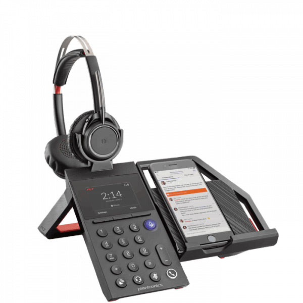 Picture of the Plantronics Elara 60 Mobile Phone Station in Black Color.
