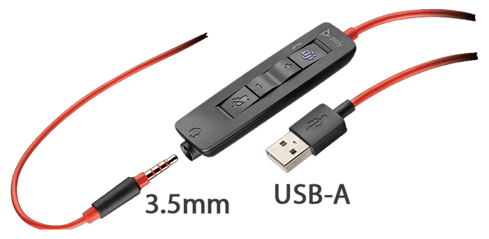 3.5mm and USB-A connections with inline control
