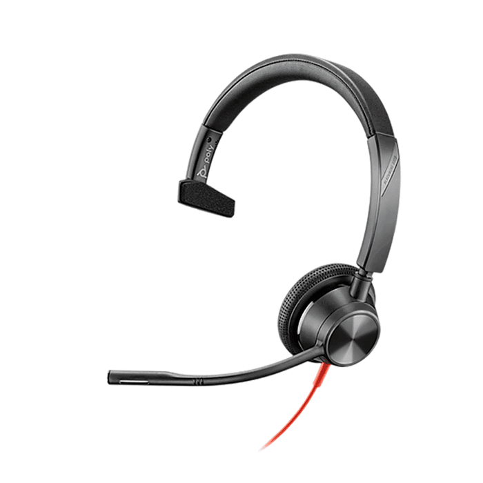 Poly blackwire 5220 USB-C headset, on ear mono headset, wired