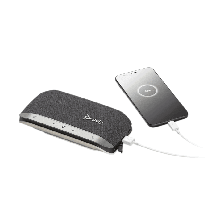 Poly Sync 20 Speakerphone with cable and mobile phone