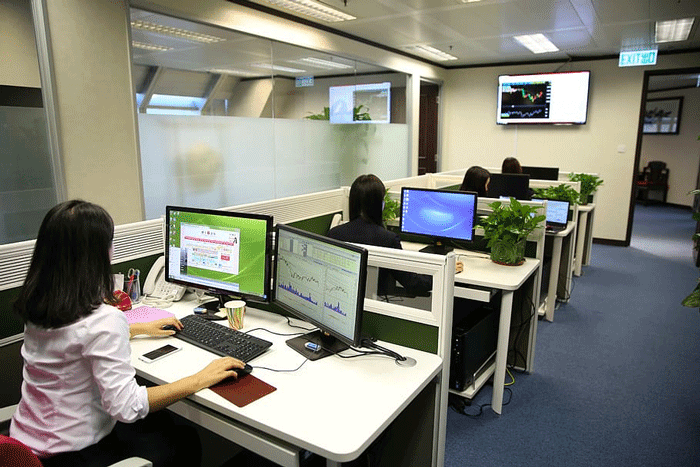 call center agents working at their desks