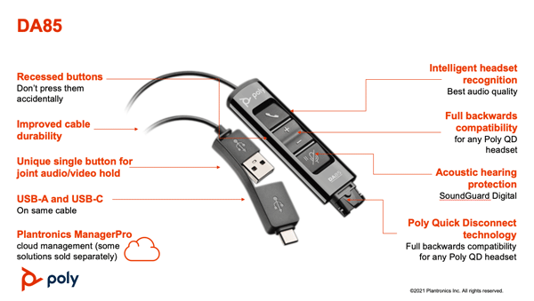 Poly DA85 USB headset adapter
