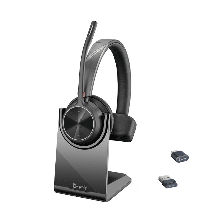 Poly Voyager 4310 UC Bluetooth Headset w/ BT700 Dongle and Charge Stand