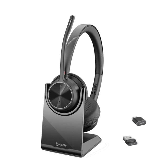 Poly Voyager 4320 UC Bluetooth Headset w/ BT700 Dongle and Charge Stand