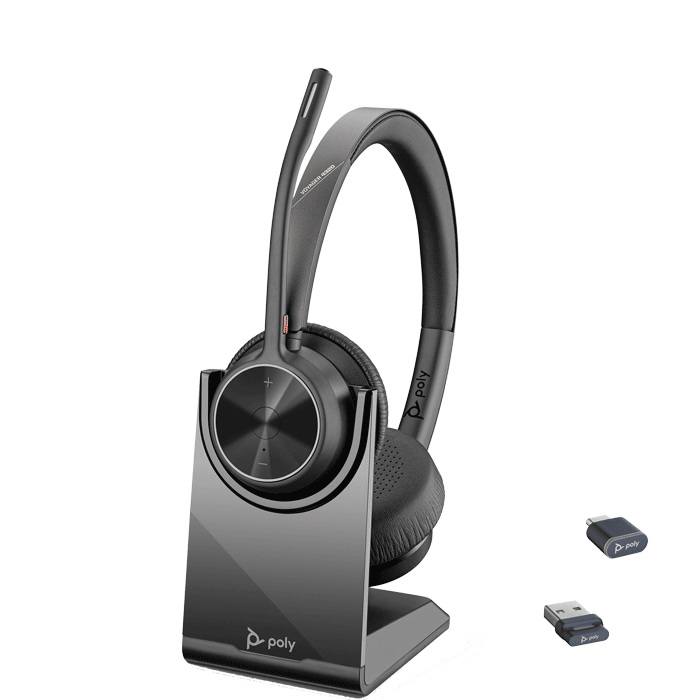 Poly Voyager 4320 UC Bluetooth Headset w/ BT700 Dongle and Charge Stand