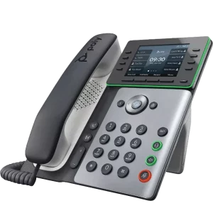 Poly Edge E300 Series IP Desk Phone - Angle