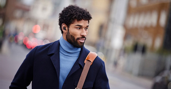 Jabra Evolve2 Wireless Buds in Use While Walking