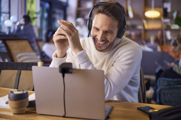 Jabra Evolve2 65 Flex Foldable Headset In Use