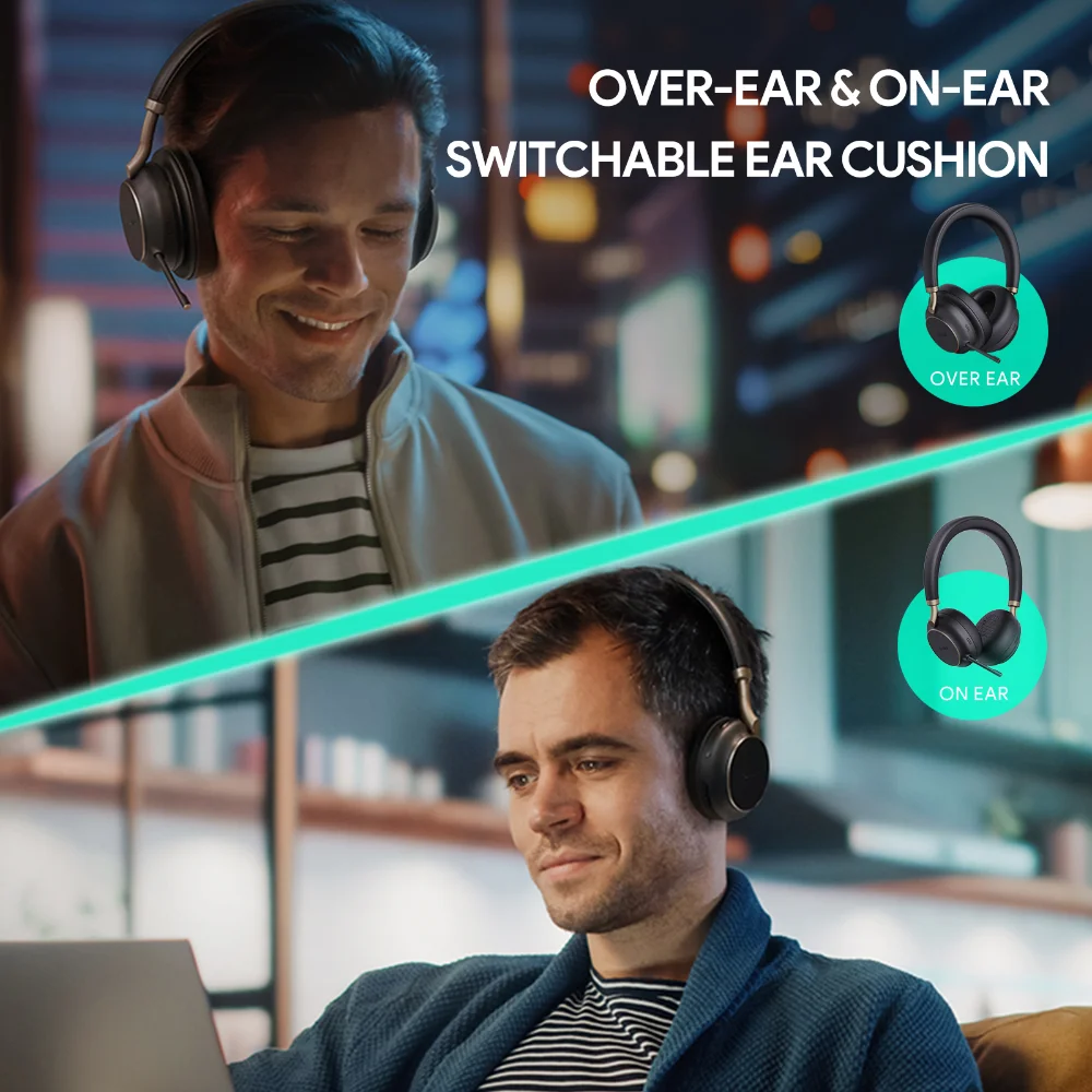Yealink BH76 Plus Bluetooth Wireless Headset - Two Cushion Sizes
