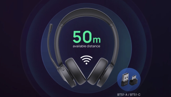 Yealink BH70 Bluetooth Headset - 50 Meters Distance