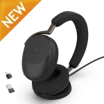 Jabra Evolve3 85 Stereo Over-Ear Wireless Headset With Charging Pad