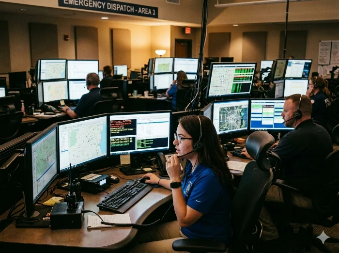 Dispatch center using headsets